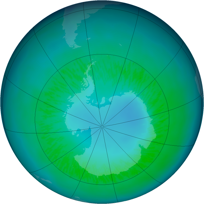 Antarctic ozone map for April 2010
